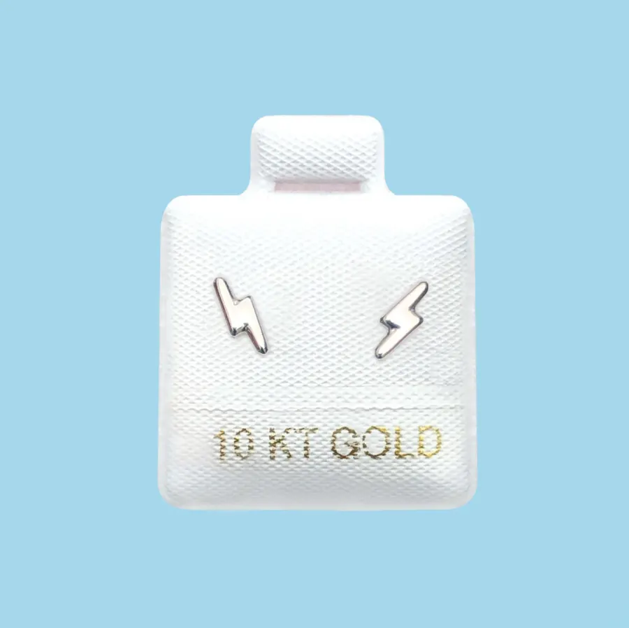 Broqueles Mini Rayo Plateado Oro 10K R719