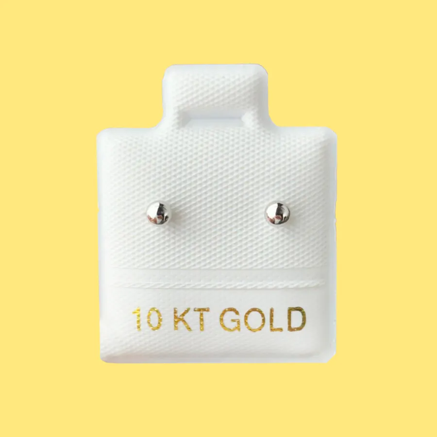 Broqueles Oro 10K Bola Plateada