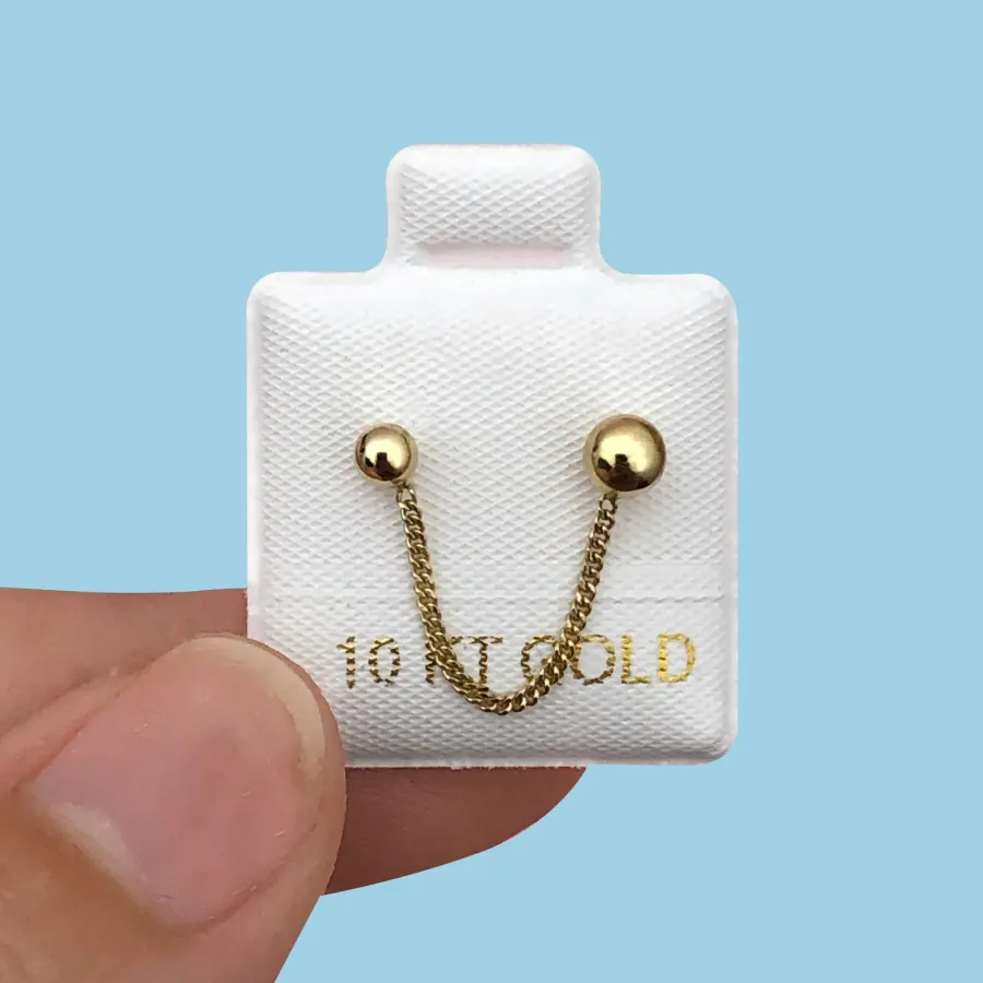 Broquel Oro 10K Cadena Bolitas