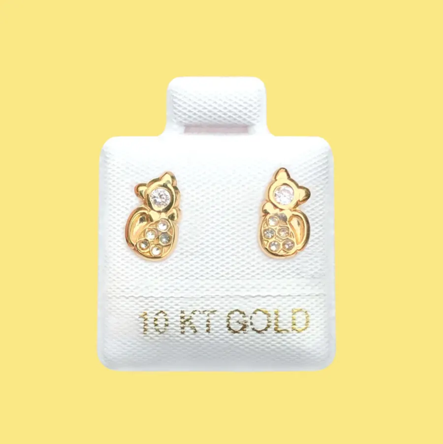 Broqueles Oro 10K Gatito