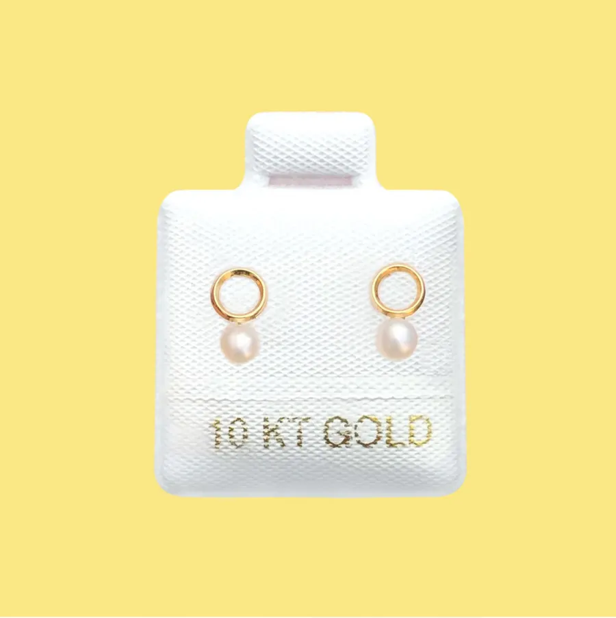 Broqueles Oro 10K Silueta con Perla R731