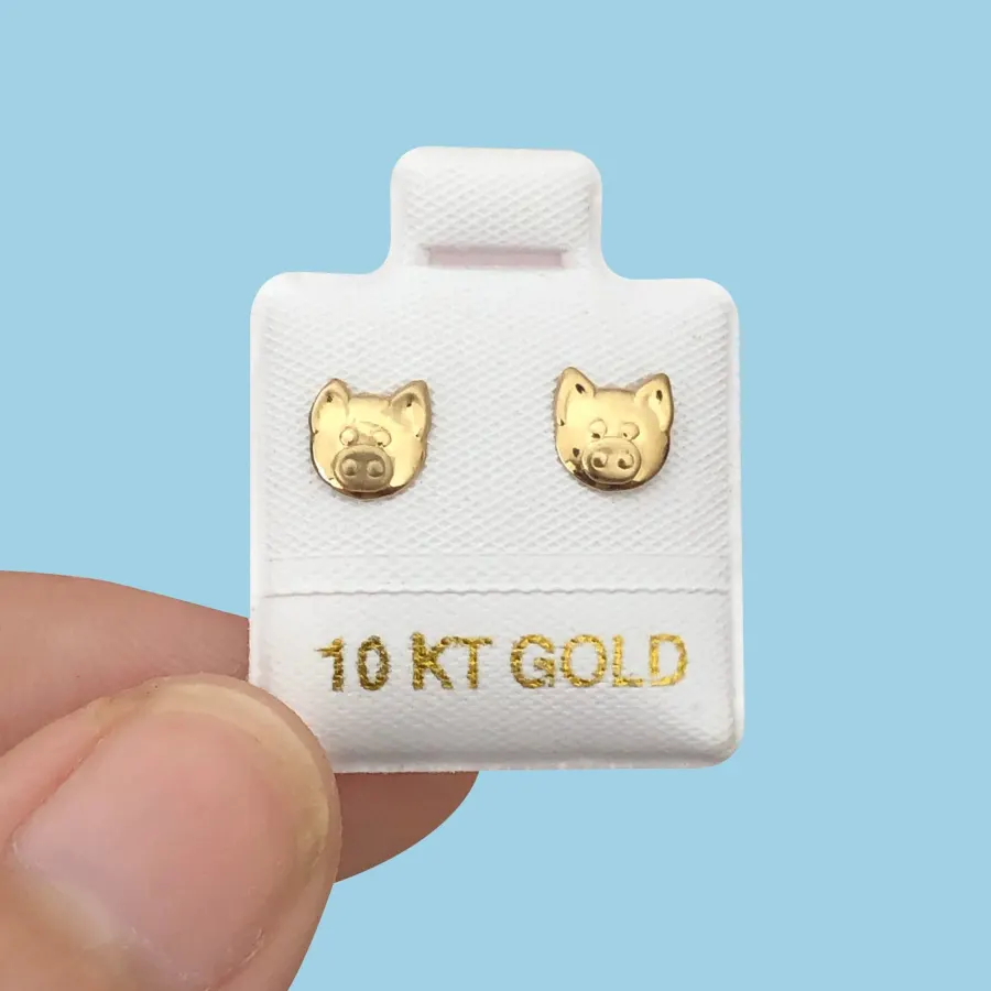 Broqueles Oro 10K Cerdito #3