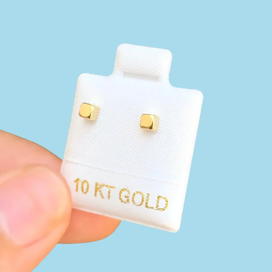 Broqueles Oro 10K Cubo
