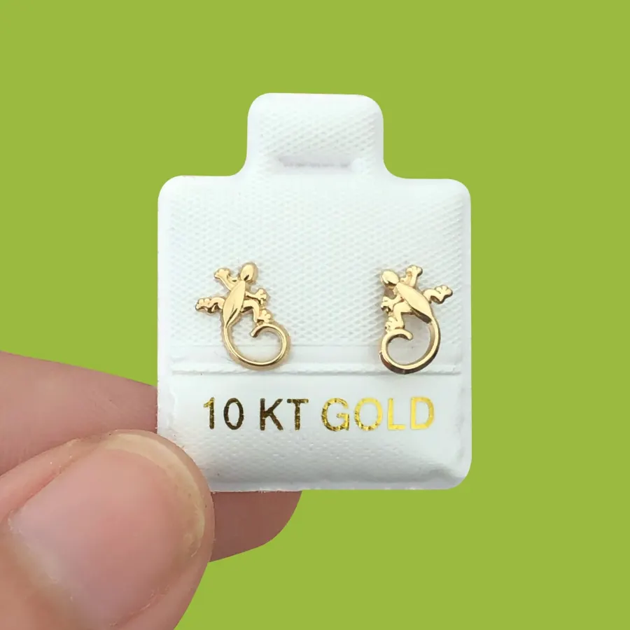 Broqueles Oro 10K Lagartija