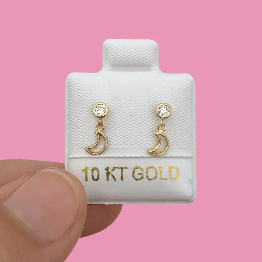 Broqueles Oro 10K Luna