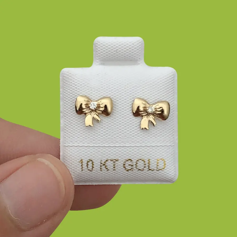 Broqueles Dorados Moño Oro10K
