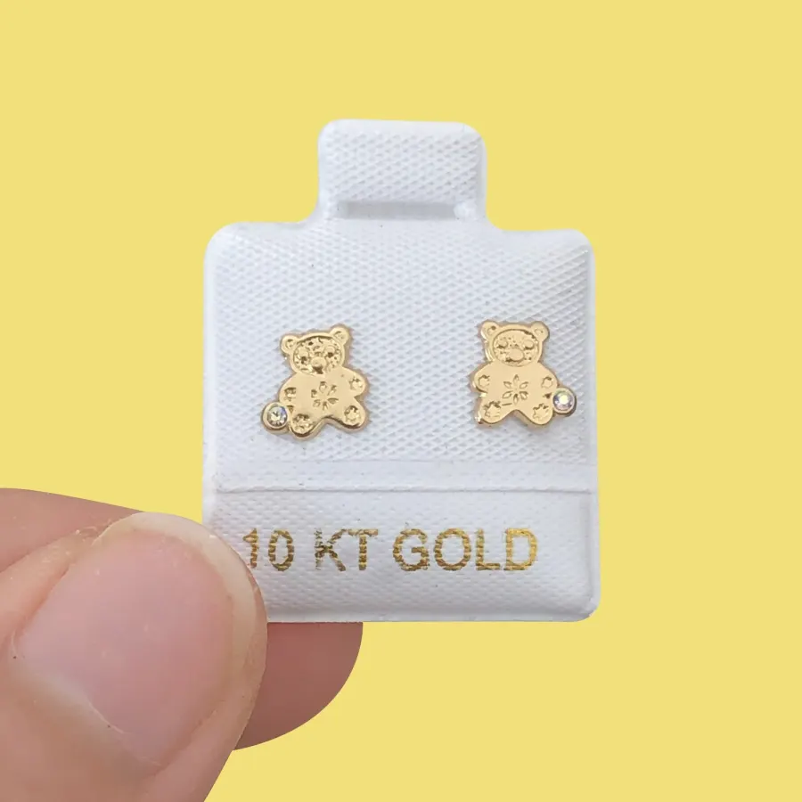 Broqueles Oso Flor Oro10k