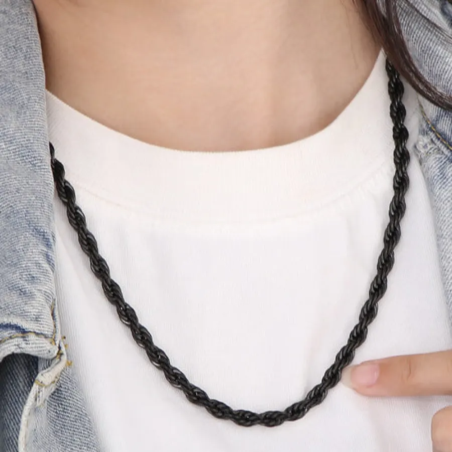 Collar Cadena Kroll Negro Plomo Acero