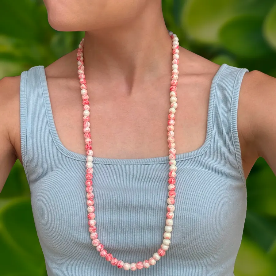 Collar Bolas de Cristal Coral Suave