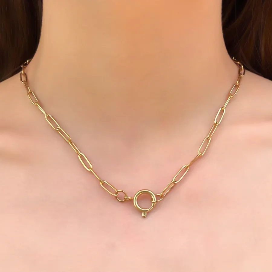 Collar Cadena Dorada Con Aro (Dije)