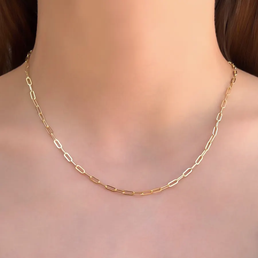Collar Cadena Dorada Eslabones Chapa de Oro