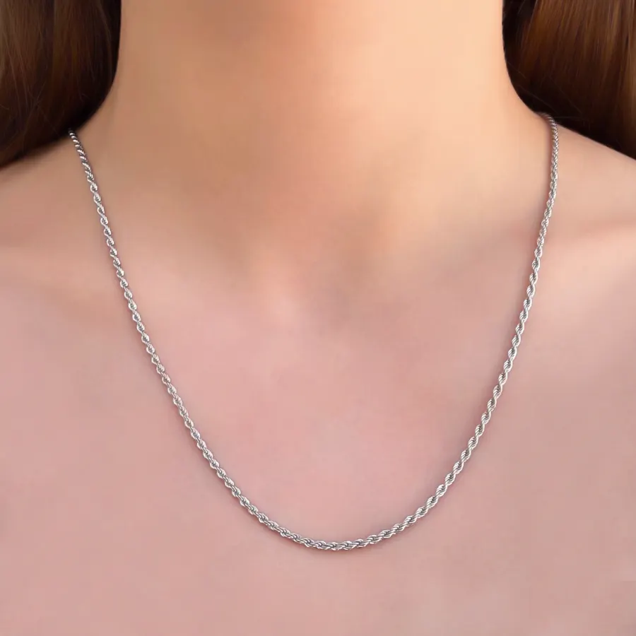 Collar Cadena Plateada Kroll Acero Inoxidable