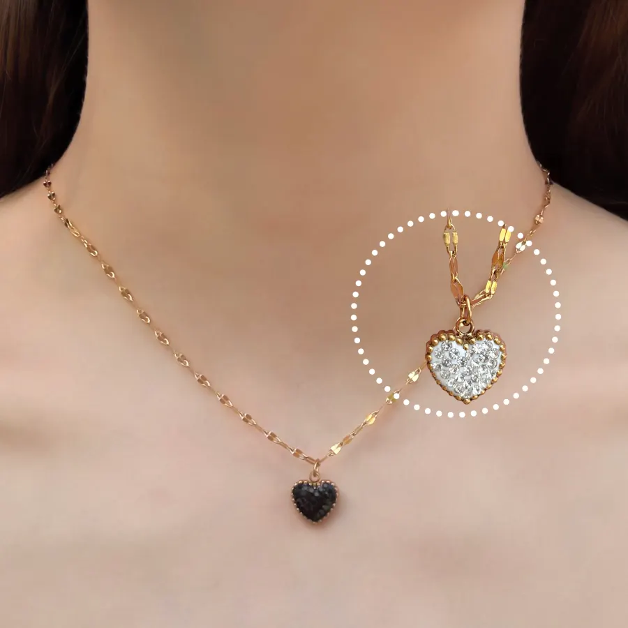 Collar Corazon Doble Vista Acero Inoxidable