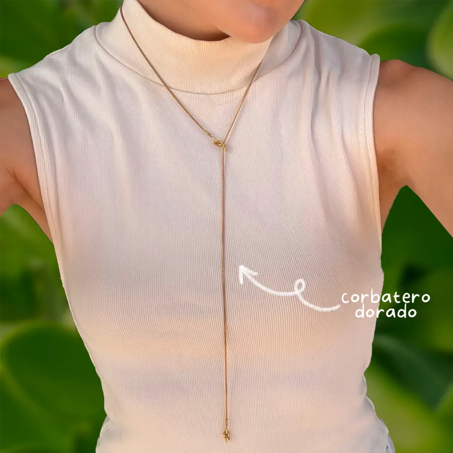 Collar Corbatero Dorado Acero Inoxidable