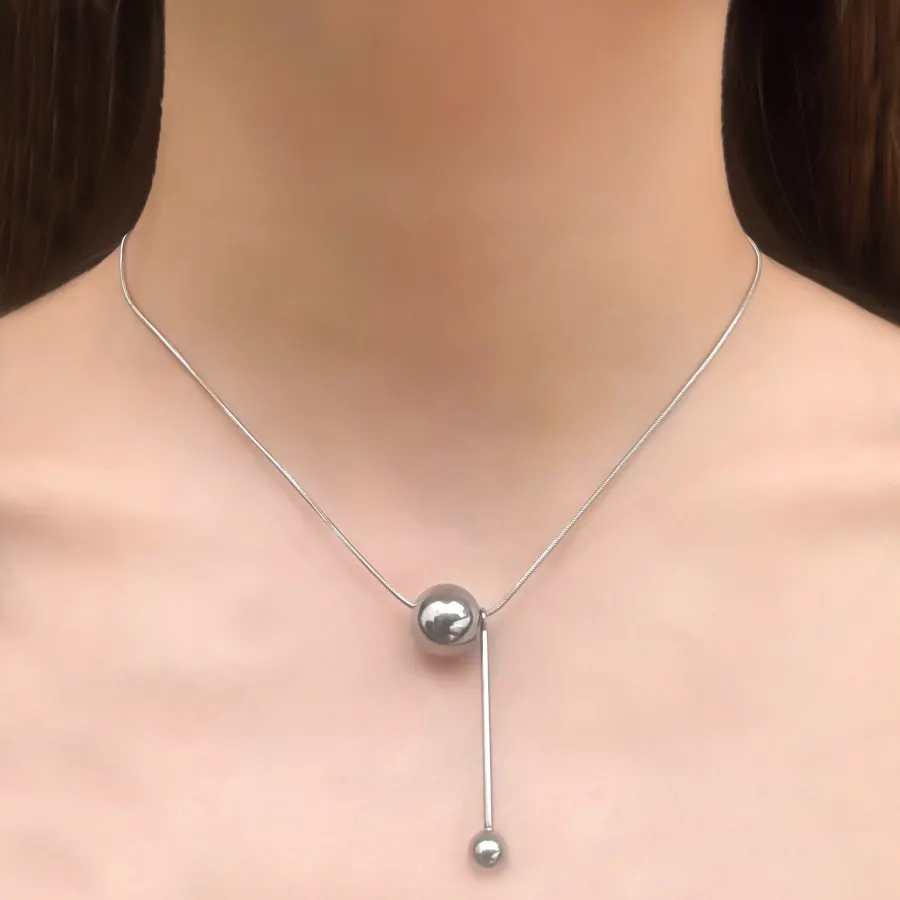 Collar de Esferas Plateado Acero Inoxidable