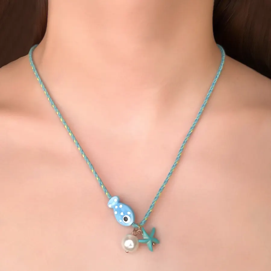 Collar Hilo Aqua Pez y Estrella