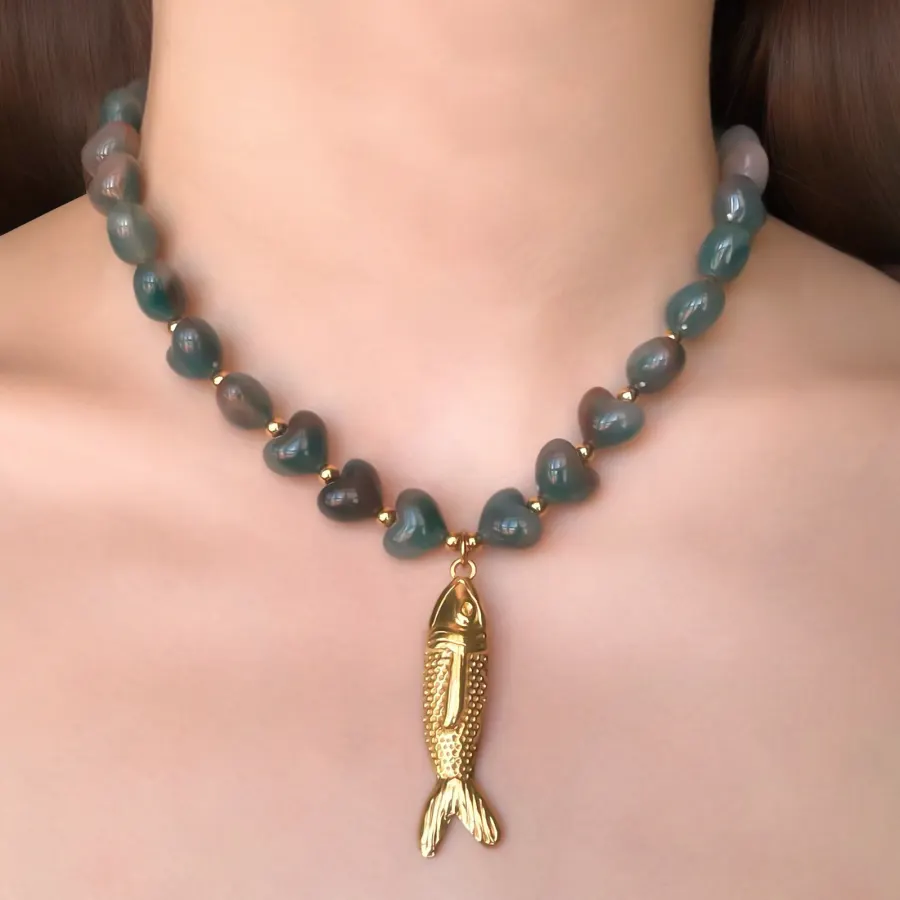 Collar de Pez Corazones Acero Inoxidable