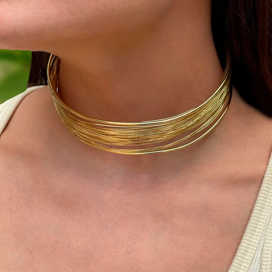 Collar Dorado Alambre Acero Inoxidable