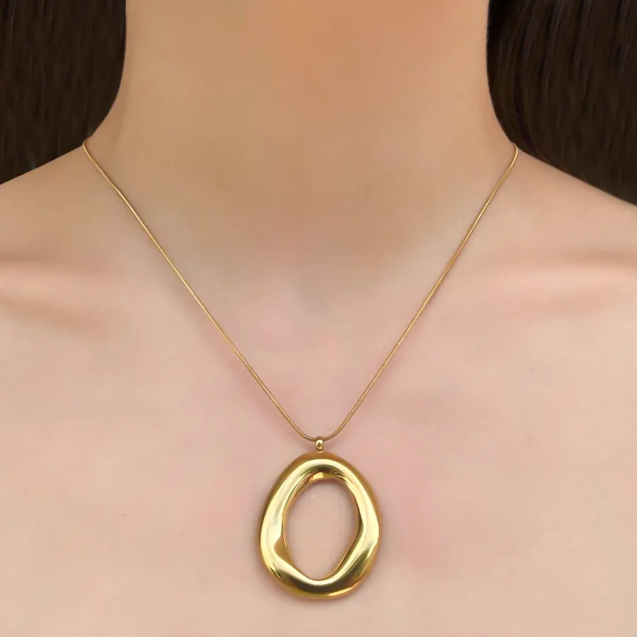 Collar Dorado Aro Acero de Titanio