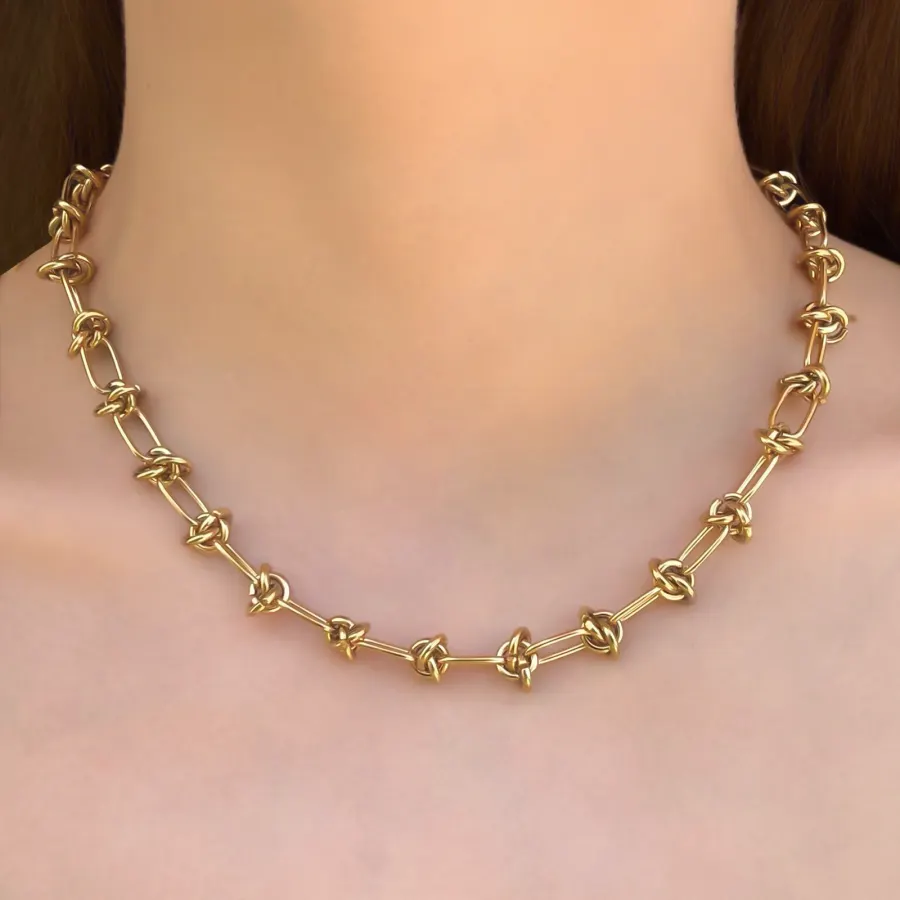 Collar Dorado Cadena Acero de Titanio
