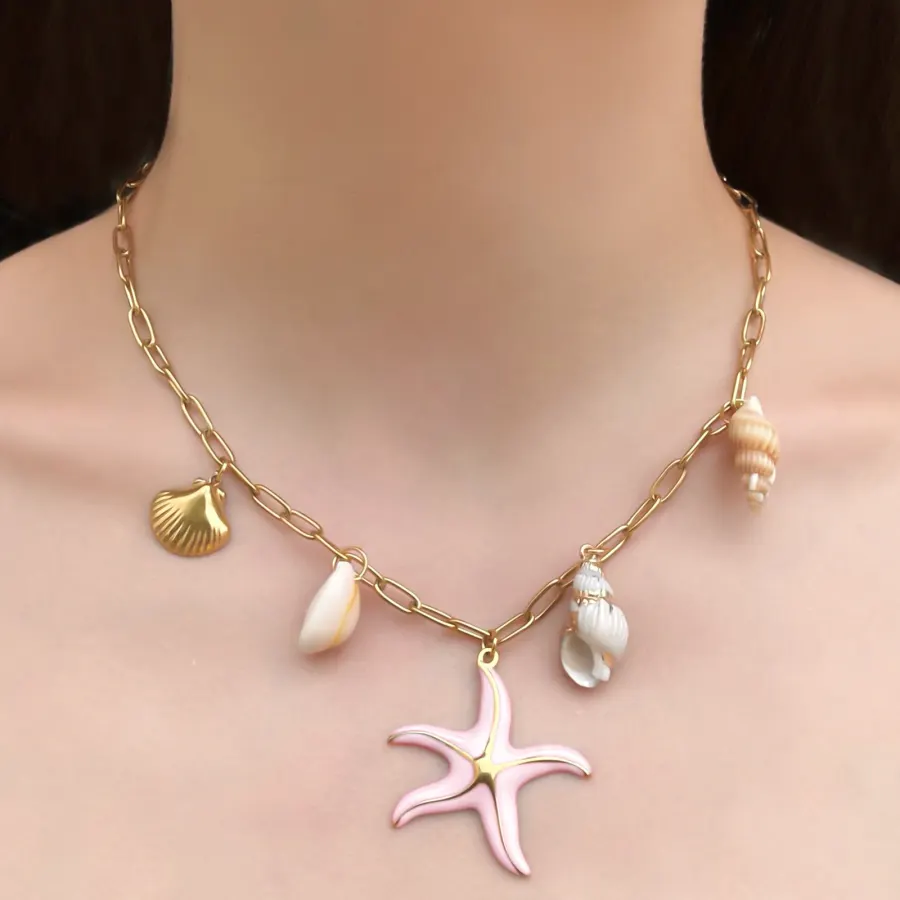 Collar Dorado Charms de Verano Estrella Acero Inoxidable