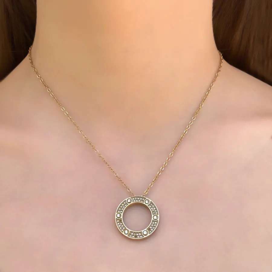 Collar Dorado Circulo Perfecto Acero Titanio