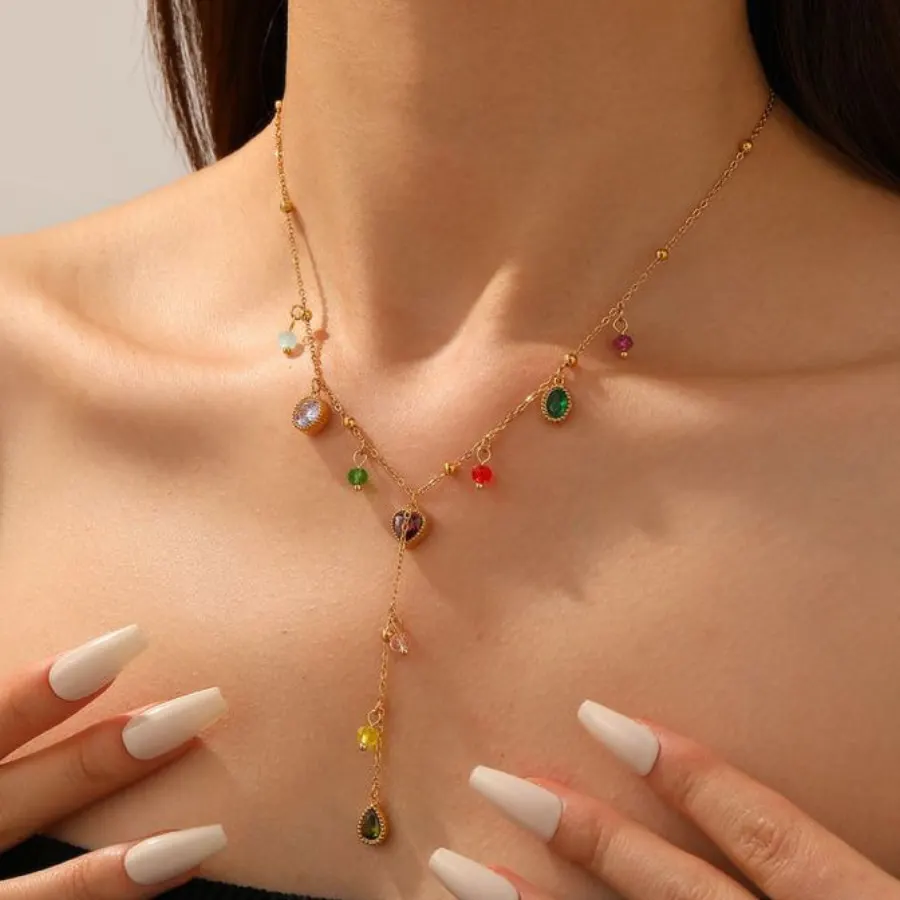 Collar Dorado Corbatero Colores Verano Acero Inoxidable