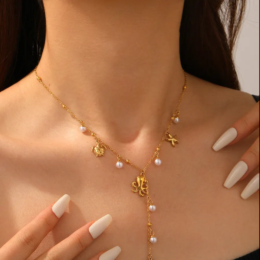 Collar Dorado Corbatero Pulpo Acero Inoxidable