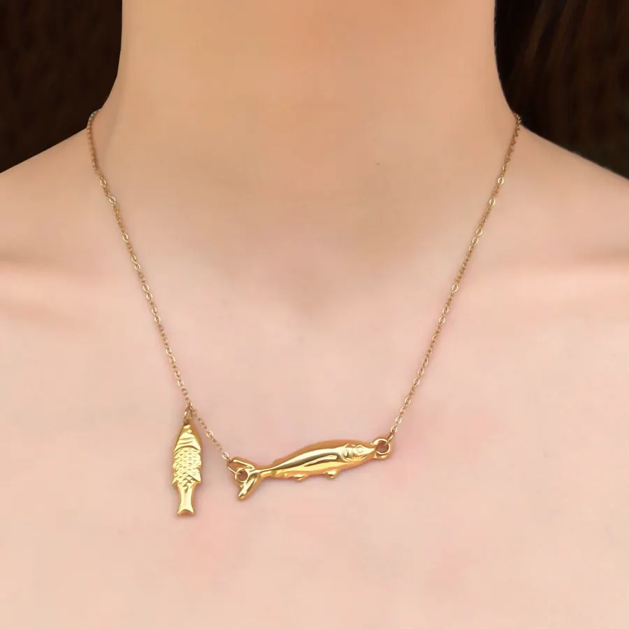 Collar Dorado Peces Acero Inoxidable