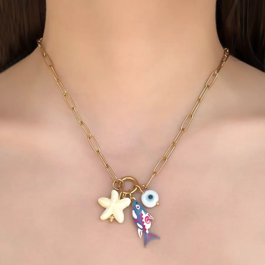 Collar Dorado Pez Estrella Acero Titanio