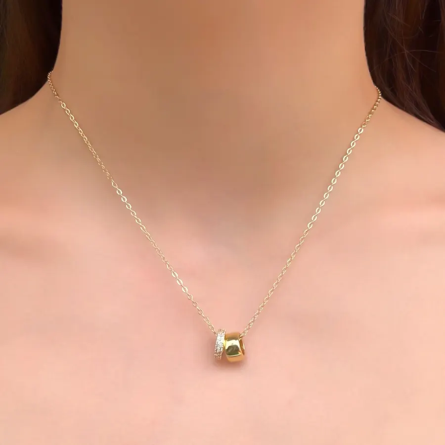 Collar Dorado Roll Zirconias Acero Inoxidable