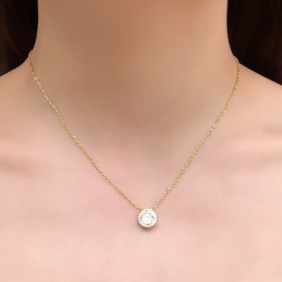 Collar Dorado Zirconia Chapa de Oro