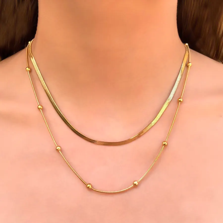 Collar Layer Dorado  Acero Inoxidable