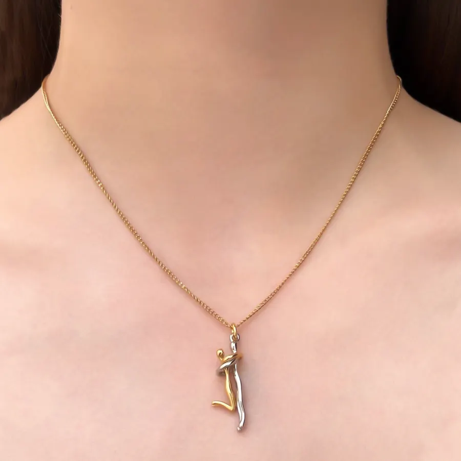 Collar Oro-Plata Abrazo Universal Chapa de Oro