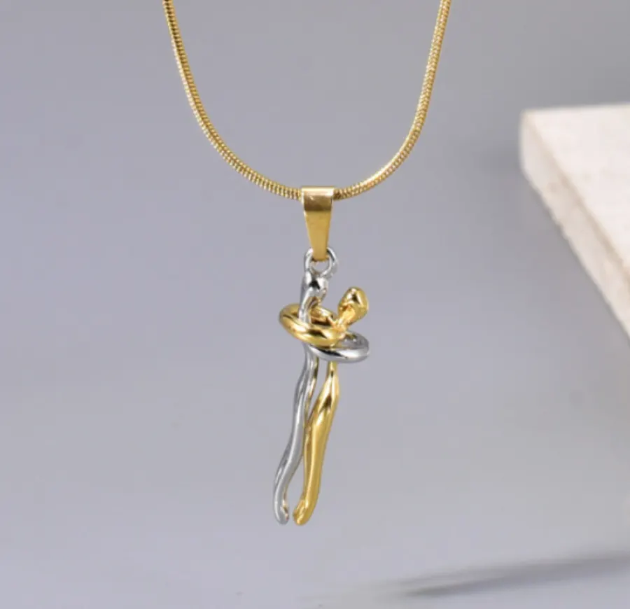Collar Oro-Plata Abrazo Universal Chapa de Oro