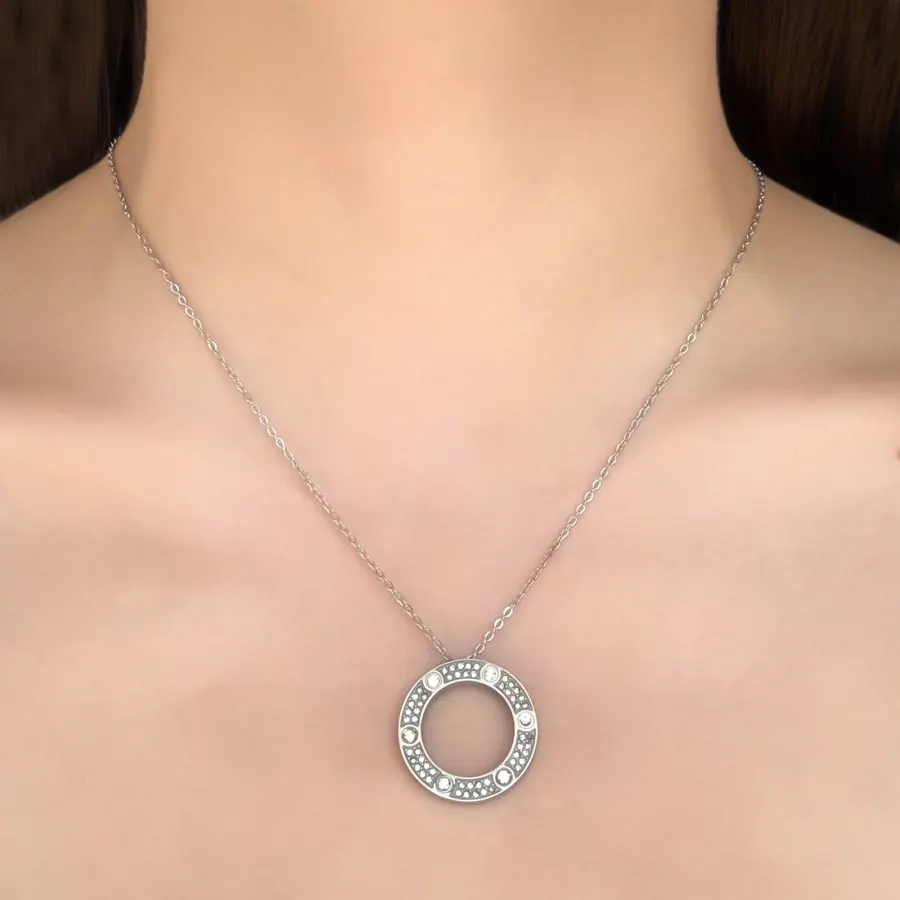 Collar Plateado Círculo Perfecto Acero Titanio