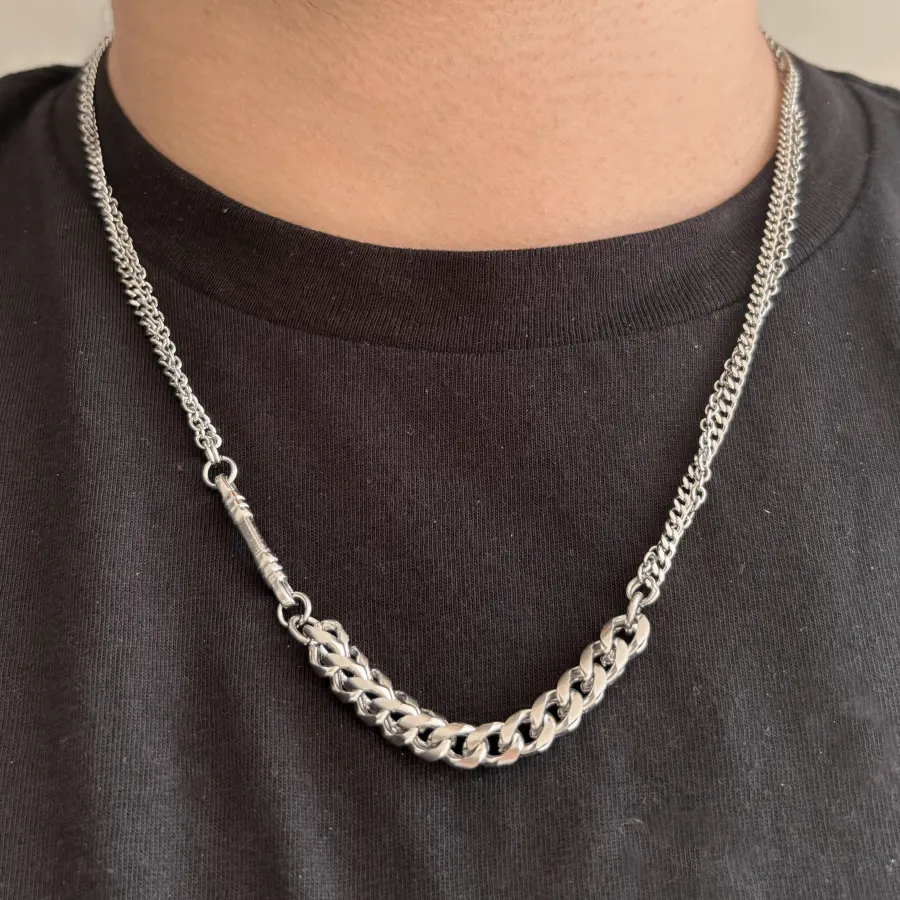 Collar Plateado Cadena de Caballero Acero Inoxidable