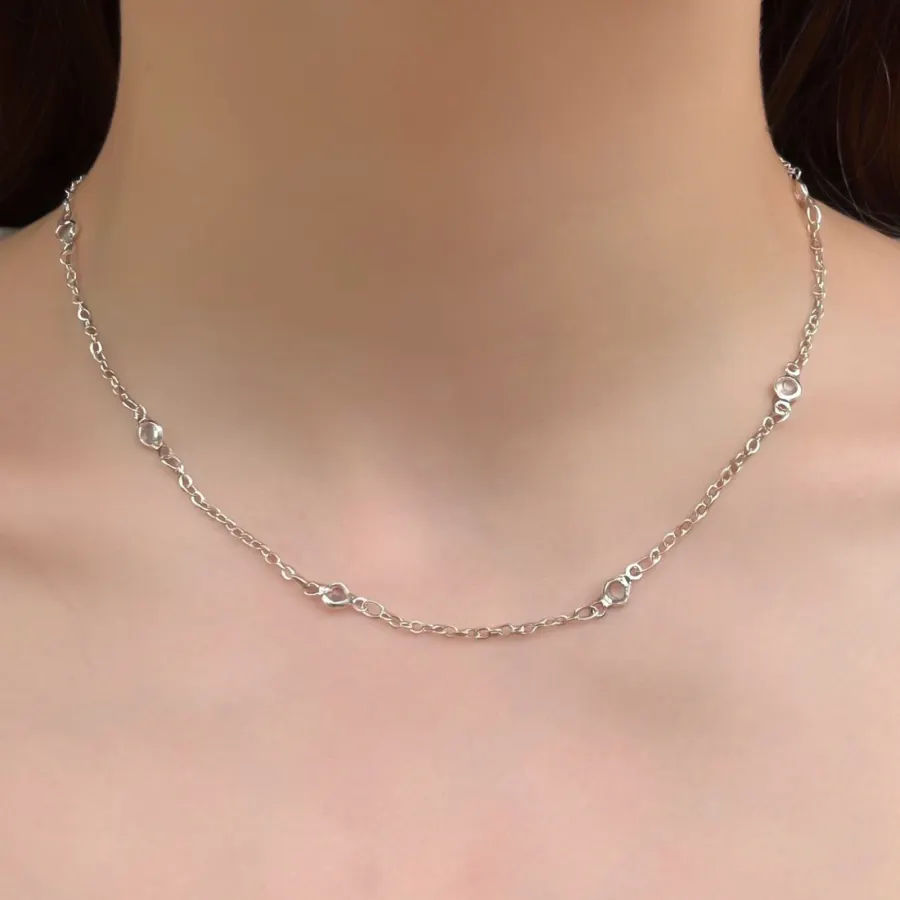 Collar Plateado y Zirconias Chapa de Oro