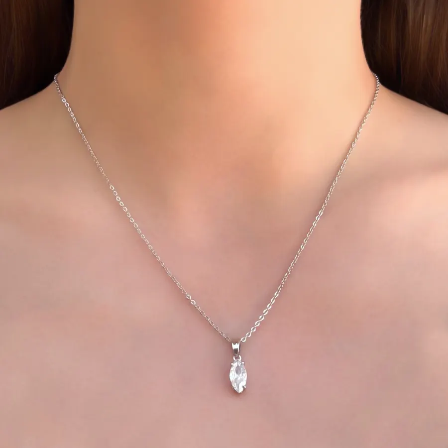 Collar Plateado Zirconia Chapa de Oro