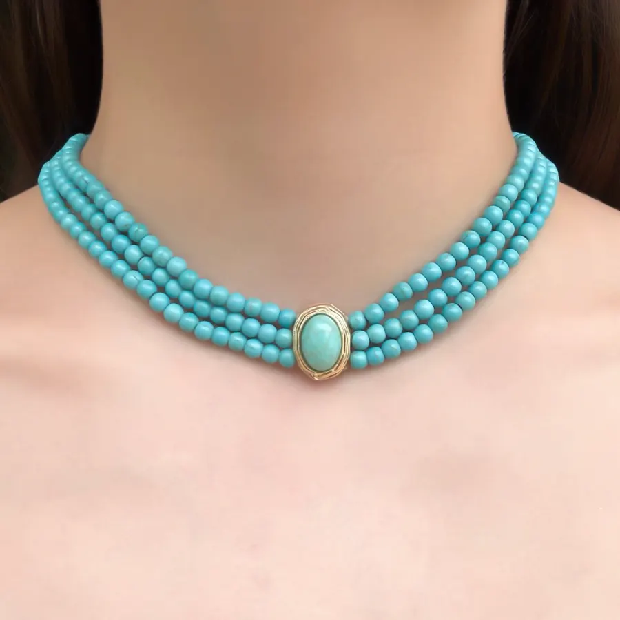 Collar Turquesa Cuentas de Piedra
