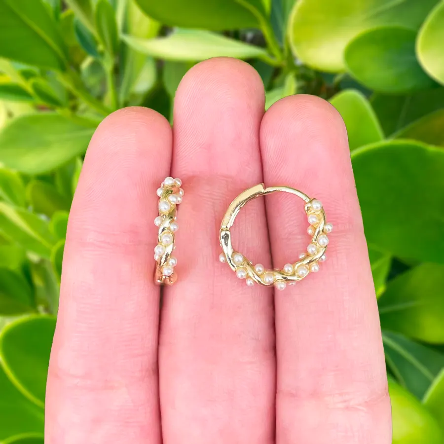 Aretes Dorados Aro Perlas