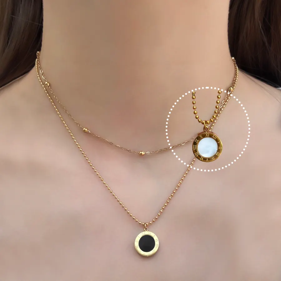Collar Layer Dorado Doble Vista Acero Inox