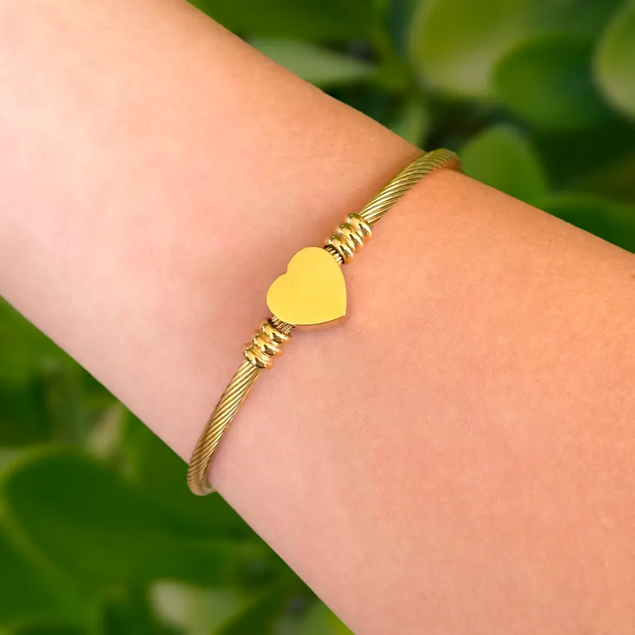 Pulsera Corazón Dorada Acero Inoxidable