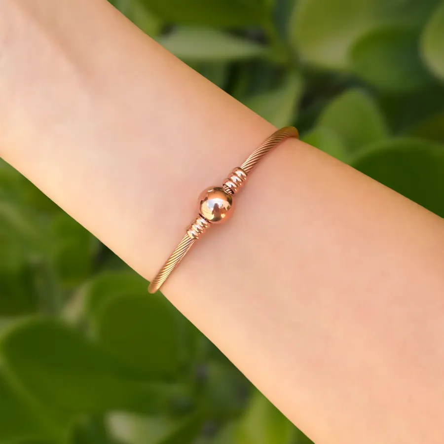 Pulsera Oro Rosa Esfera Acero Inoxidable