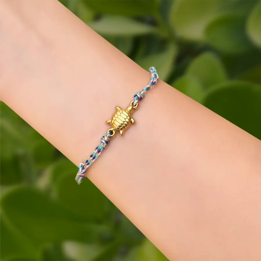Pulsera Hilo Azul Tortuga de Mar