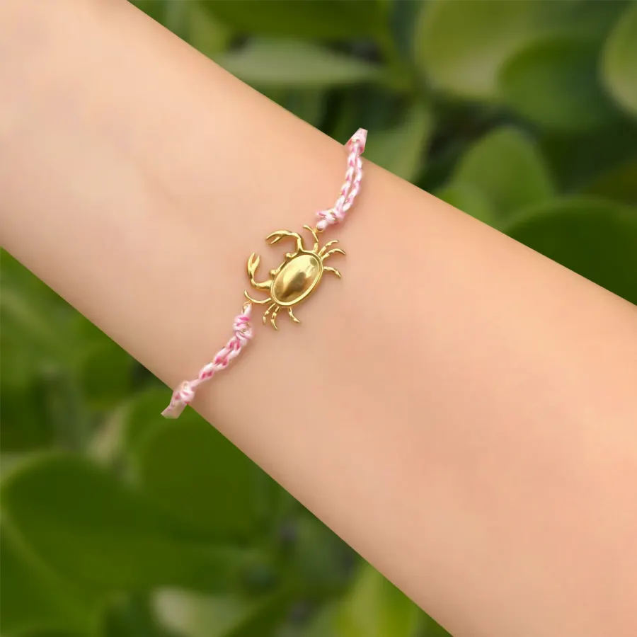 Pulsera Hilo Rosa Cangrejo Mar