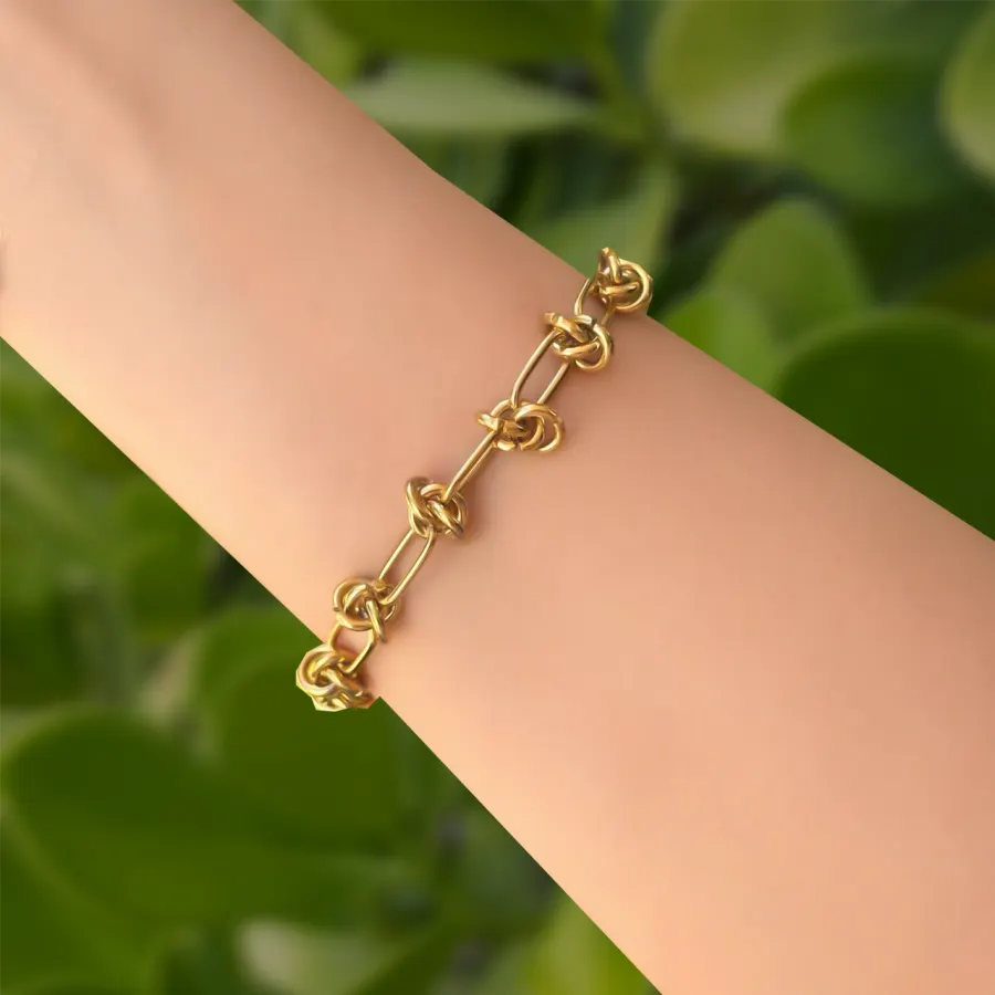 Pulsera Dorada Cadena de Acero de Titanio