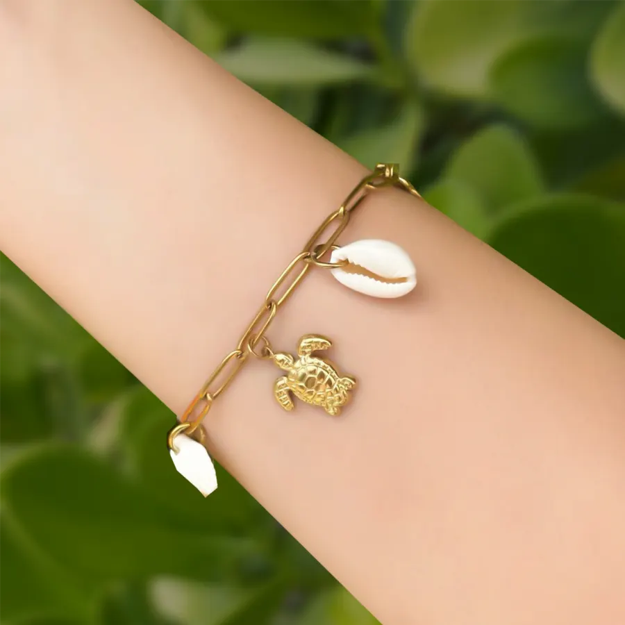 Pulsera Dorada Charms Verano  Acero Inoxidable