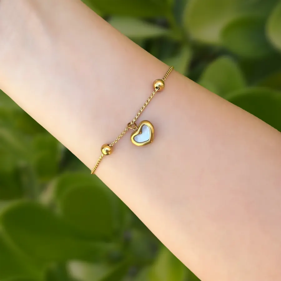 Pulsera Dorada Corazon Acero Inoxidable