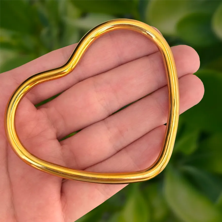 Pulsera Dorada Corazon Acero Titanio